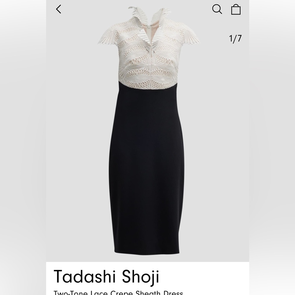 Tadashi Shoji Two-Tone Lace Crepe Sheath Dress